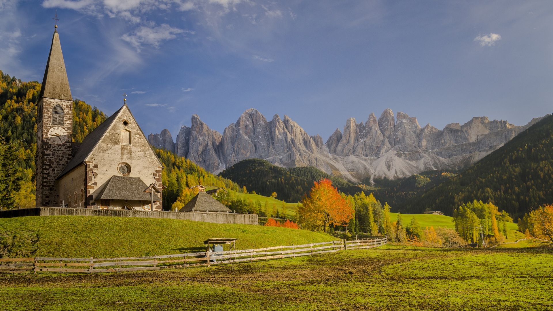 St Maddalena Church, Funes Valley, Trentino Alto Adige, Italy.
